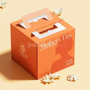 orange paperboard cake box with lid for bakery packaging display