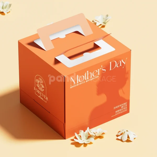 Orange Paperboard Cake Box with Lid for Bakery Packaging