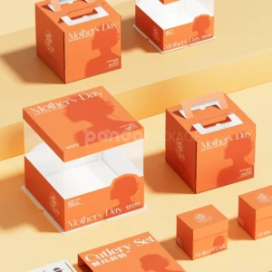 orange paperboard cake box with lid for bakery packaging display
