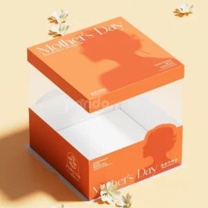 orange paperboard cake box with lid for bakery packaging display