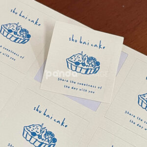 food packaging stickers for bakery boxes and dessert labels with blue illustration