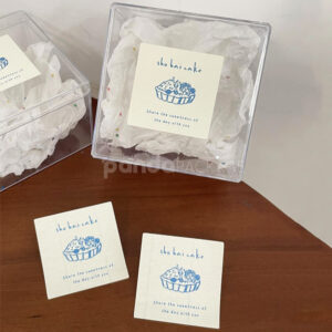 food packaging stickers for bakery boxes and dessert labels with blue illustration