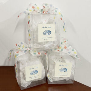 food packaging stickers for bakery boxes and dessert labels with blue illustration