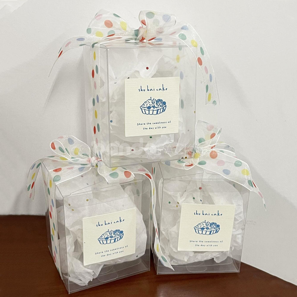 food packaging stickers for bakery boxes and dessert labels with blue illustration