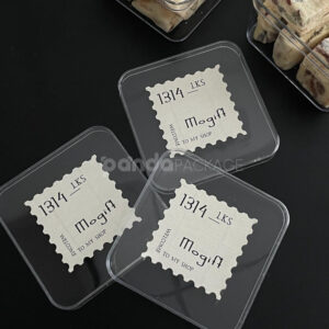 stamp edge food packaging stickers for bakery boxes and clear containers