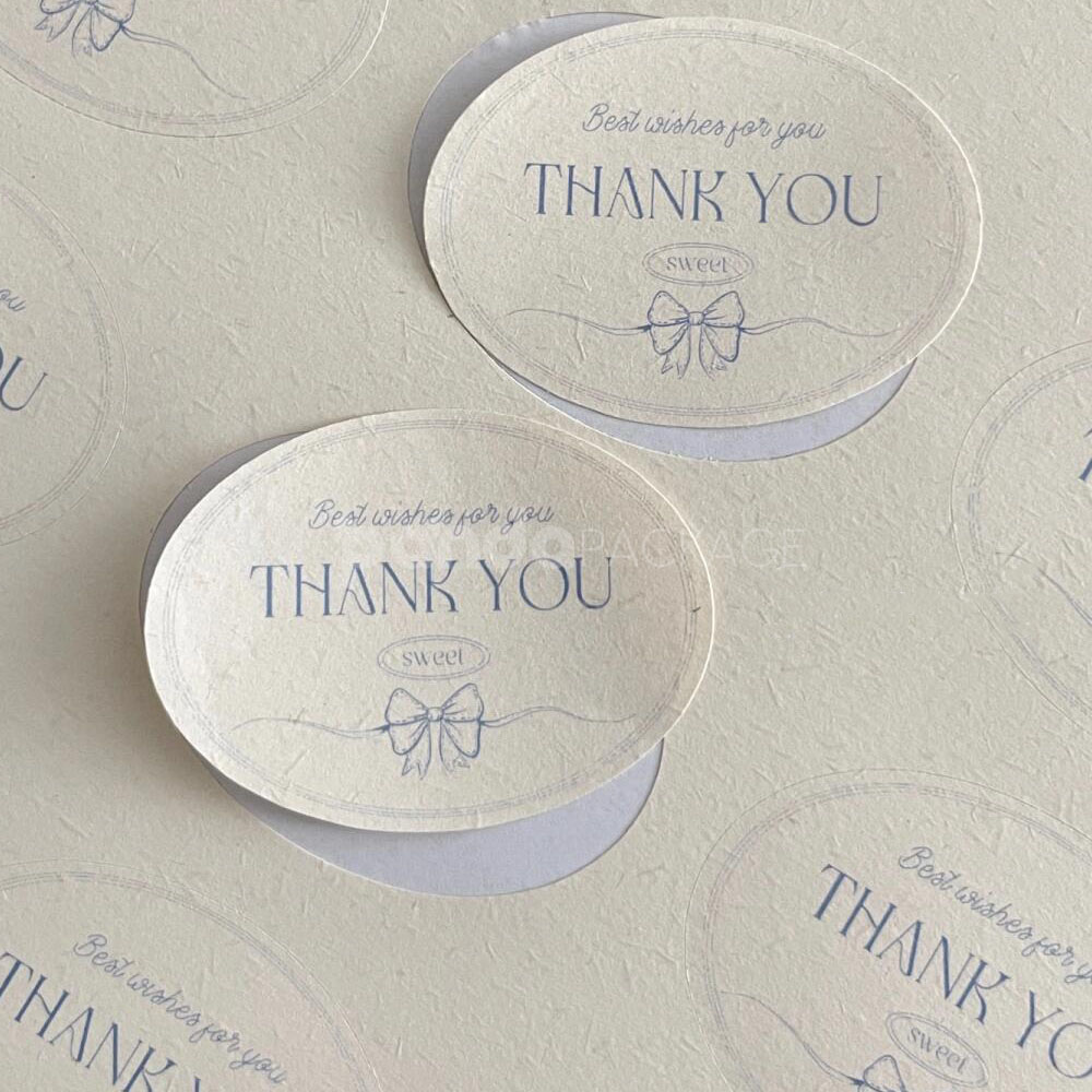oval thank you packaging stickers for bakery boxes and food containers