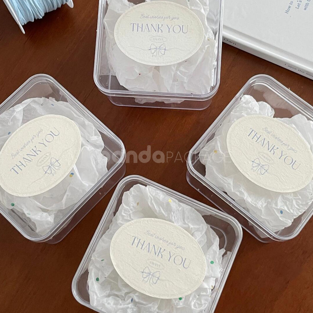 oval thank you packaging stickers for bakery boxes and food containers