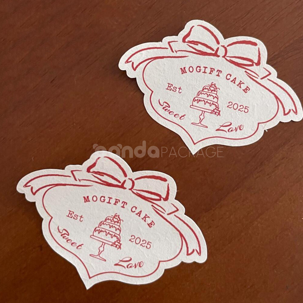 red bow bakery stickers for cake and pastry packaging