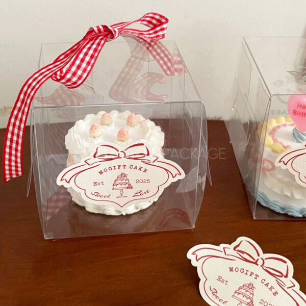 Red Bow Cake Stickers for Bakery Gift Boxes and Packaging