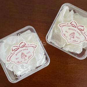 red bow bakery stickers for cake and pastry packaging