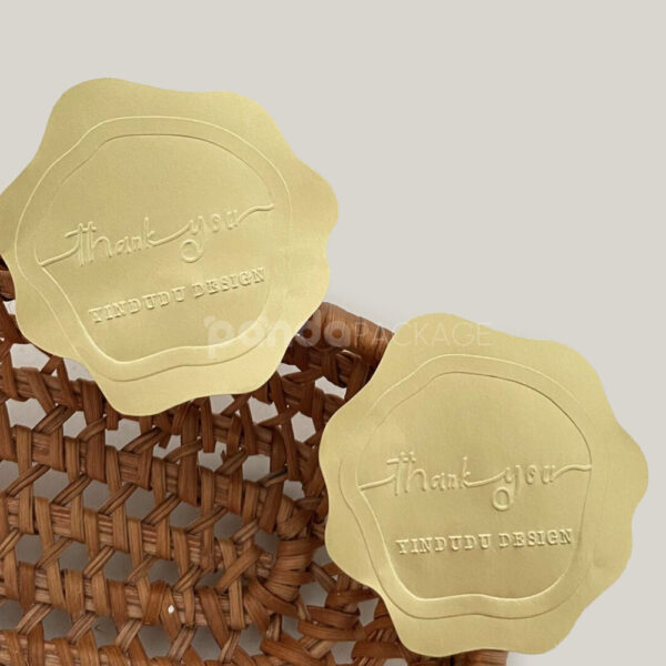 Gold Embossed Thank You Stickers for Bakery Gift Packaging