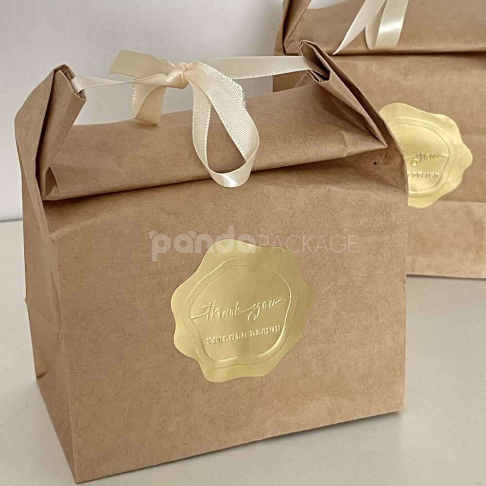 gold thank you stickers for bakery and gift packaging