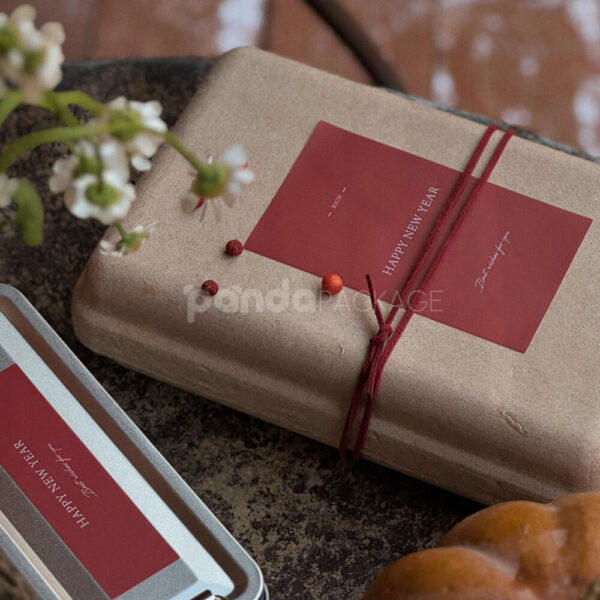 Red New Year Stickers for Bakery Boxes and Gift Packaging