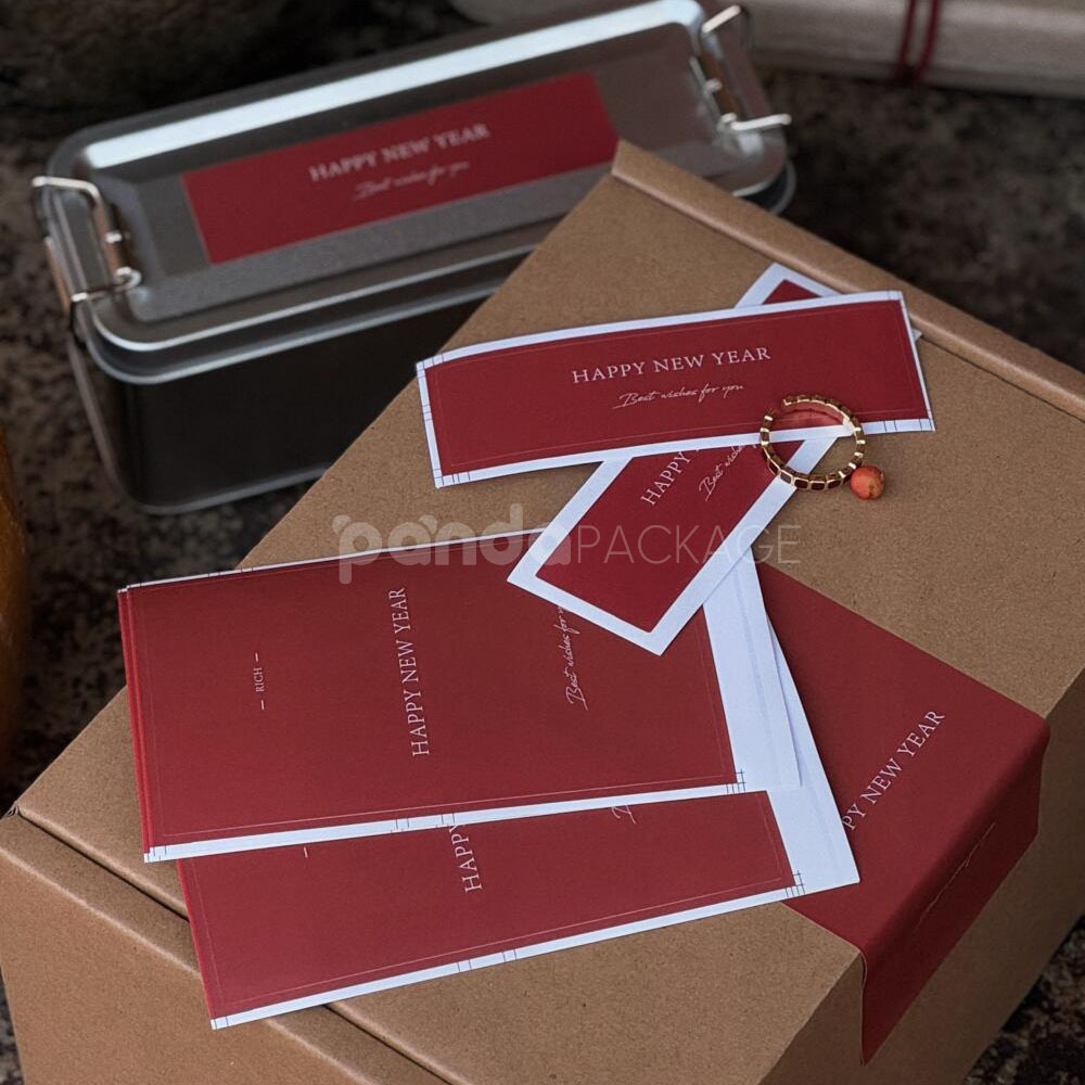 red new year stickers for bakery boxes and gift packaging