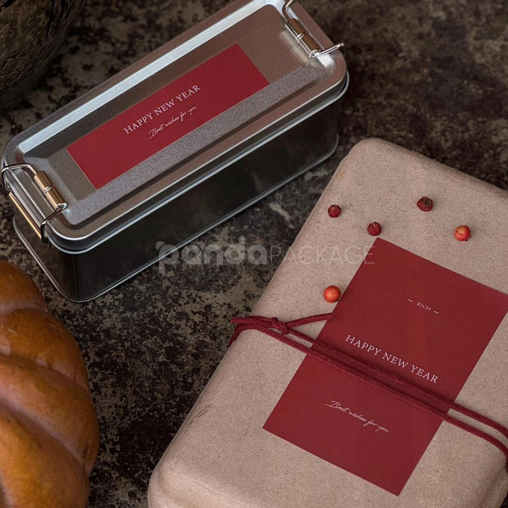 red new year stickers for bakery boxes and gift packaging