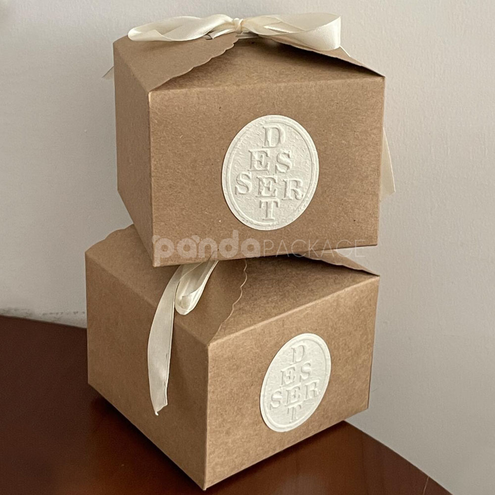 embossed dessert stickers for bakery boxes and café food packaging