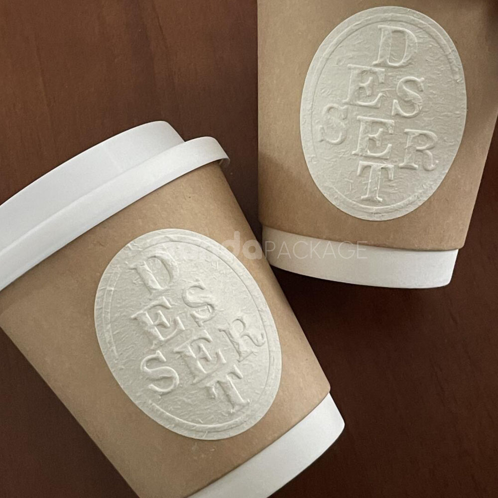 embossed dessert stickers for bakery boxes and café food packaging