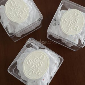 embossed dessert stickers for bakery boxes and café food packaging