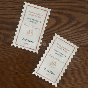 vintage stamp-edge stickers for dessert boxes and bakery packaging
