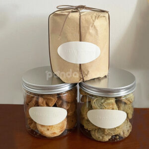 embossed oval stickers for bakery jars and dessert packaging