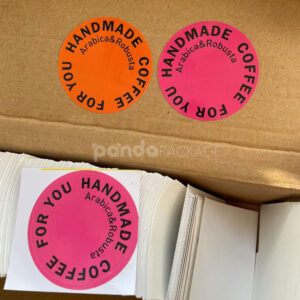 bright round coffee stickers for café drink cups and packaging