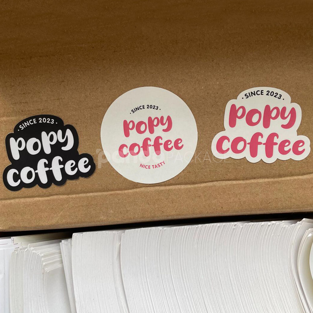food packaging stickers for coffee cups and burger containers