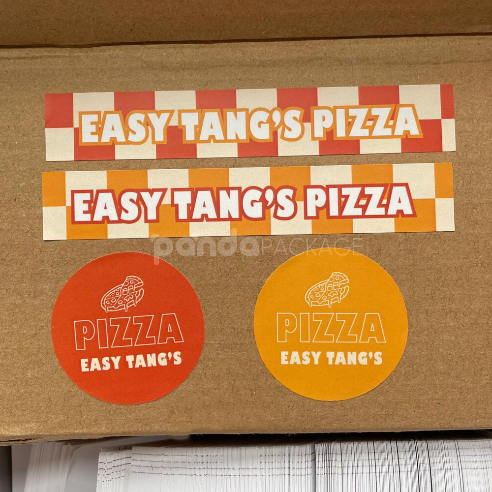 food packaging stickers for pizza boxes and burger containers