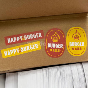 food packaging stickers for pizza boxes and burger containers