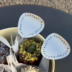 silver food packaging stickers for coffee cups and dessert containers