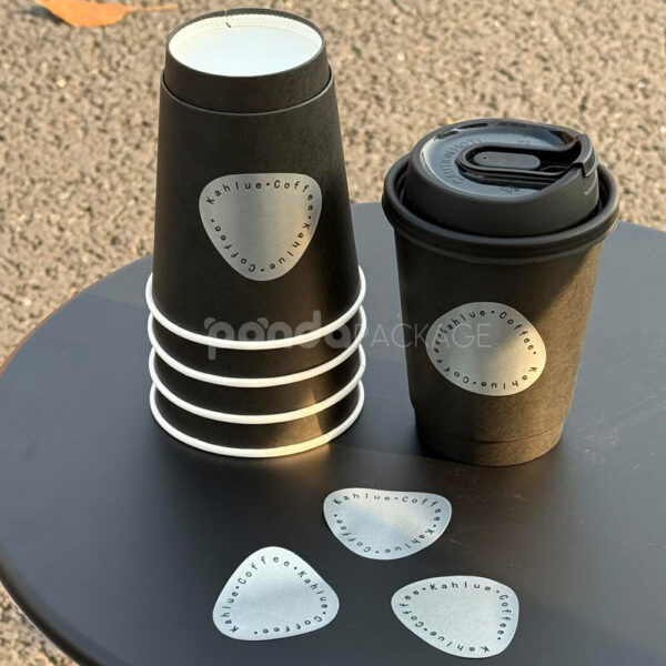 Metallic Food Packaging Stickers for Coffee Cups and Containers