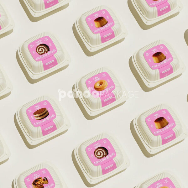 Eco-friendly White Paper Pulp Donut Box with Pink Label Design