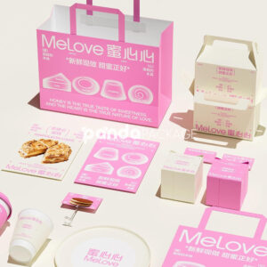 pink and white paperboard donut box with gable handle for bakery and cake packaging