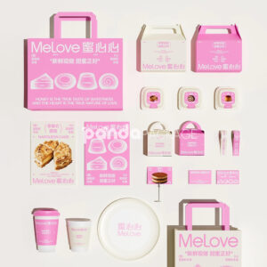 pink and white paperboard donut box with gable handle for bakery and cake packaging