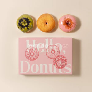 pink paperboard donut box with lid for bakery takeout and dessert packaging