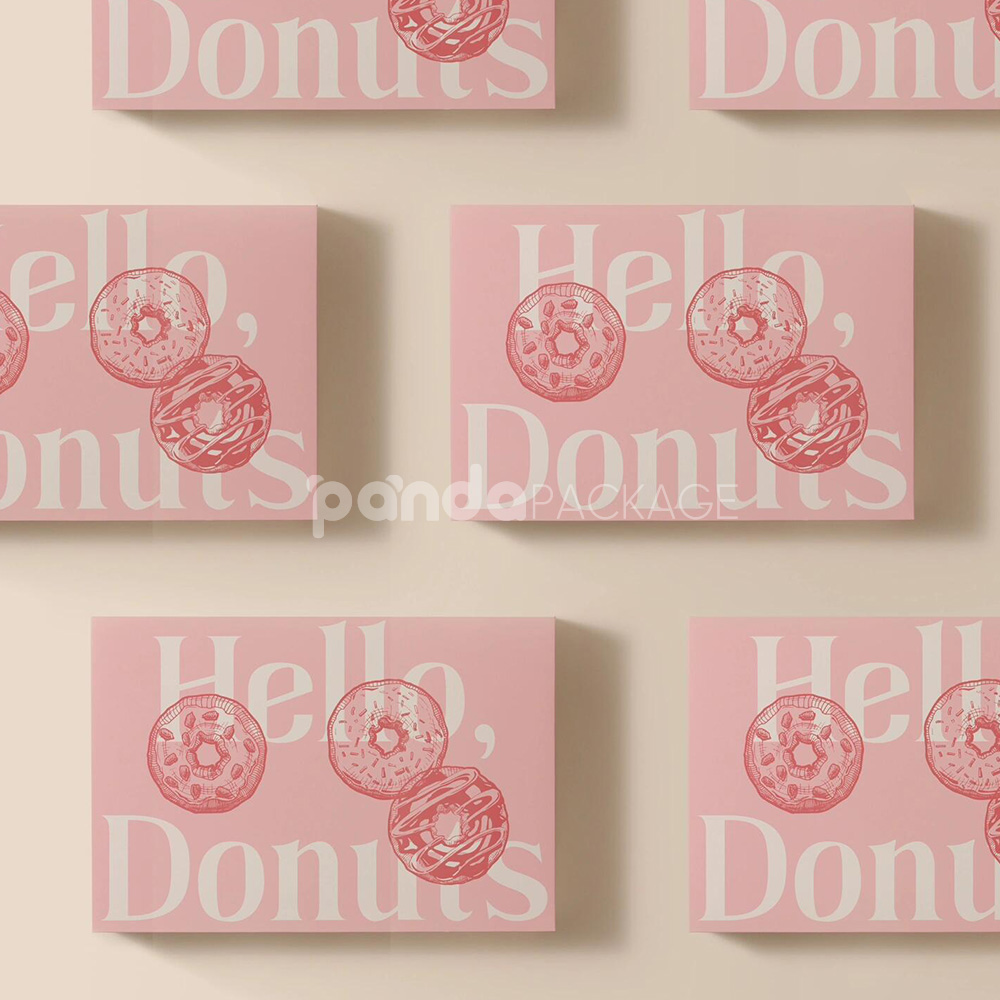 pink paperboard donut box with lid for bakery takeout and dessert packaging
