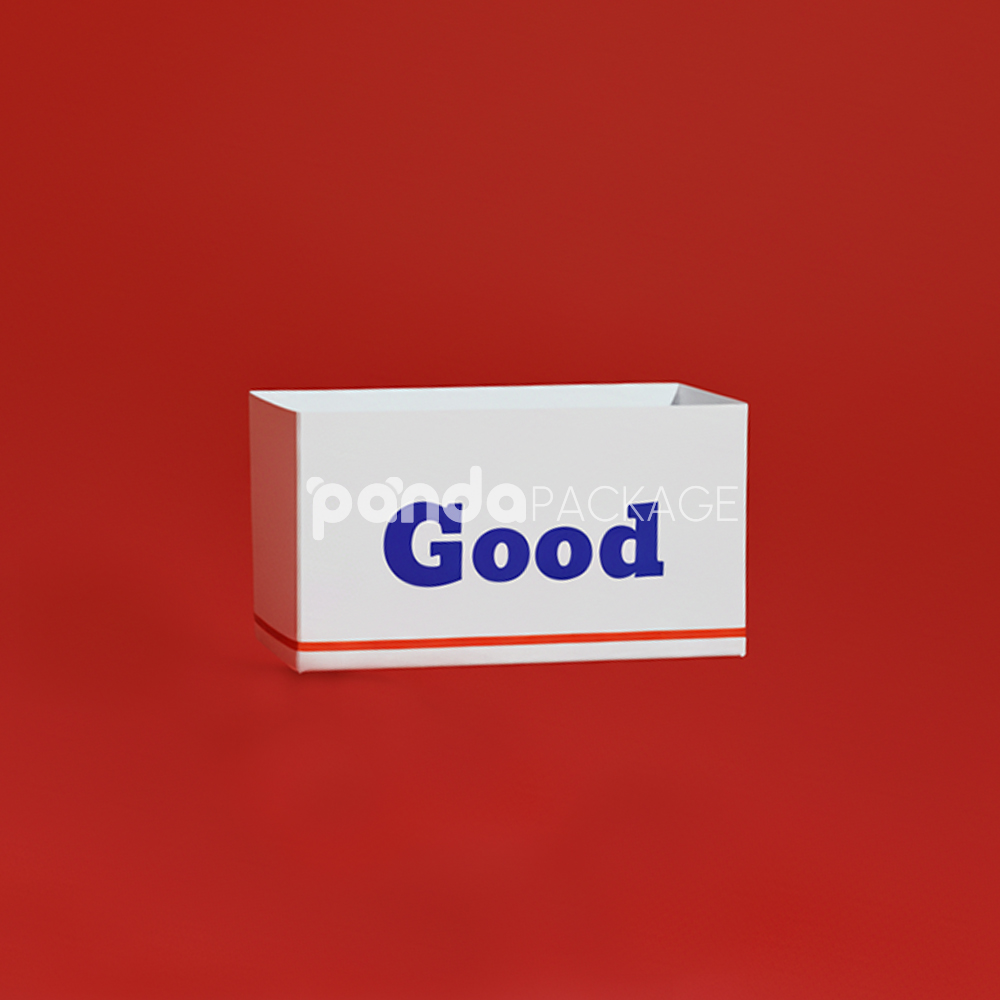 white paperboard donut tray with blue good donut print design for bakery takeout and display packaging