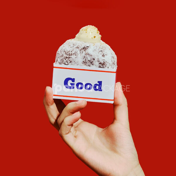 White Paperboard Donut Tray with Blue Good Donut Print Design