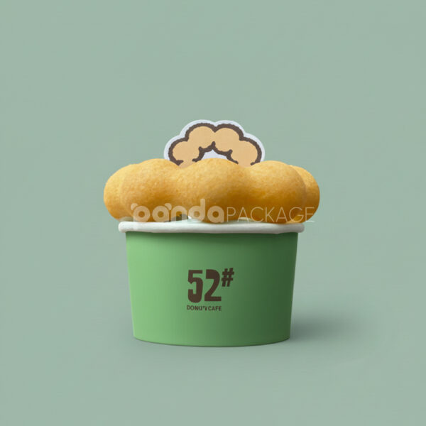 Mint Green Paper Donut Cup with Logo Print Design