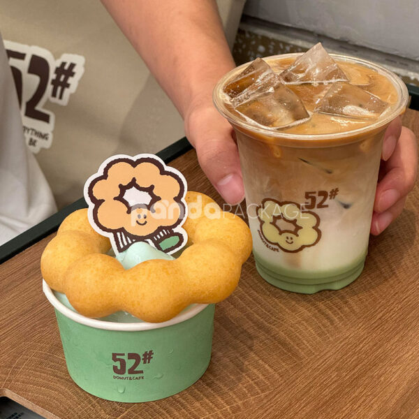 Mint Green Paper Donut Cup with Logo Print Design