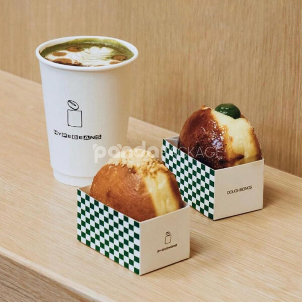 Green Paperboard Donut Tray with Logo Print for Cafes