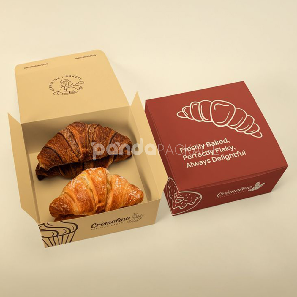 eco-friendly foldable paperboard bakery box for croissants and donuts packaging