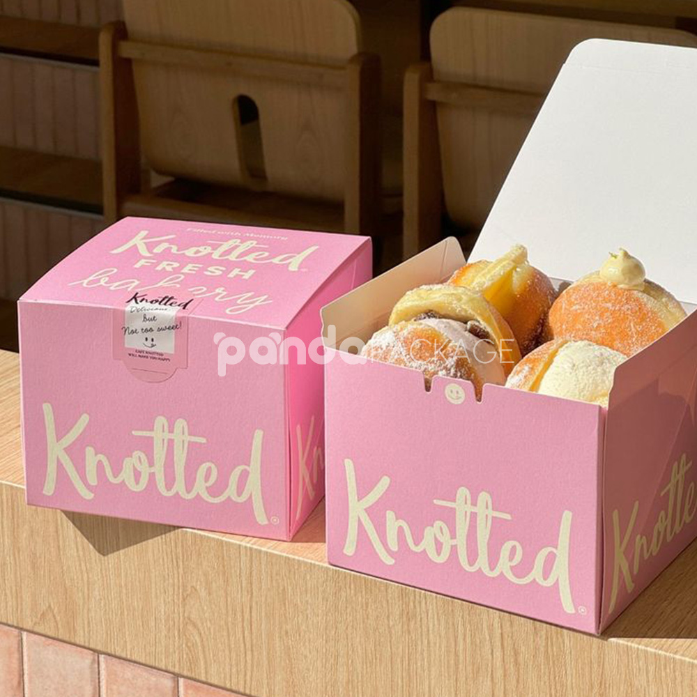 eco-friendly foldable paperboard bakery box for croissants and donuts packaging