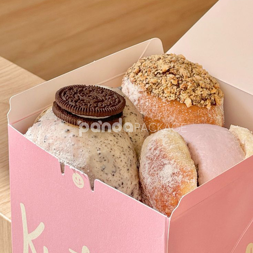 eco-friendly foldable paperboard bakery box for croissants and donuts packaging
