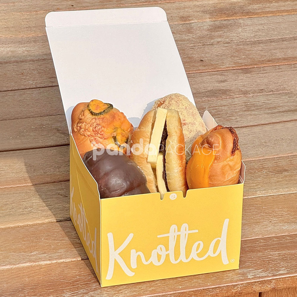 eco-friendly foldable paperboard bakery box for croissants and donuts packaging