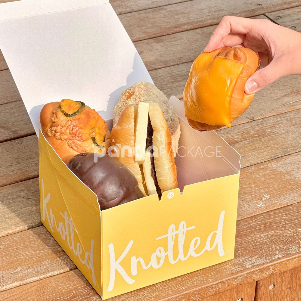 eco-friendly foldable paperboard bakery box for croissants and donuts packaging