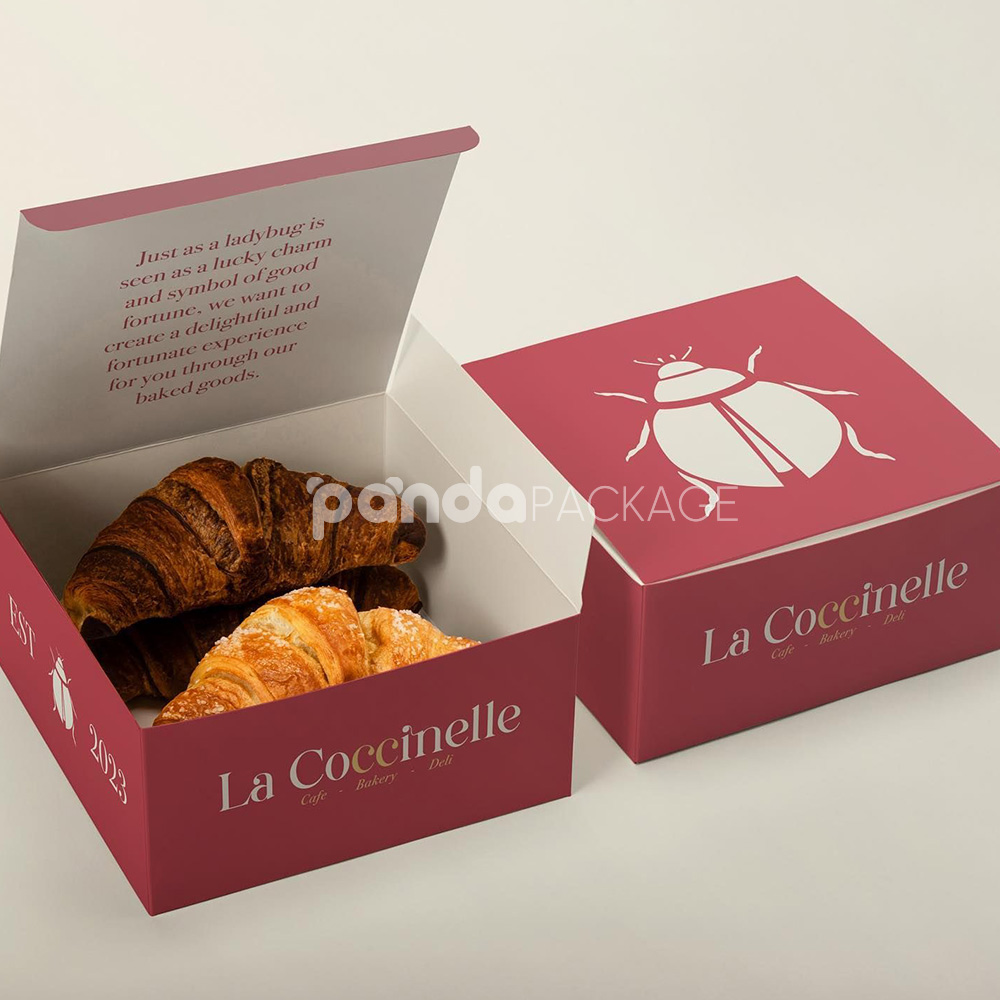 eco-friendly foldable paperboard bakery box for croissants and donuts packaging