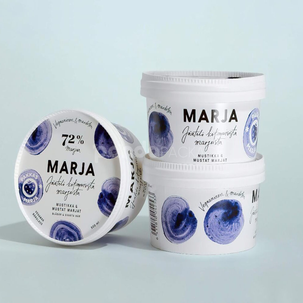 eco-friendly printed paper ice cream cups with lids for frozen desserts