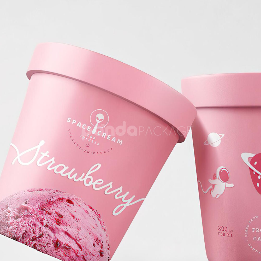 eco-friendly printed paper ice cream cups with lids for frozen desserts