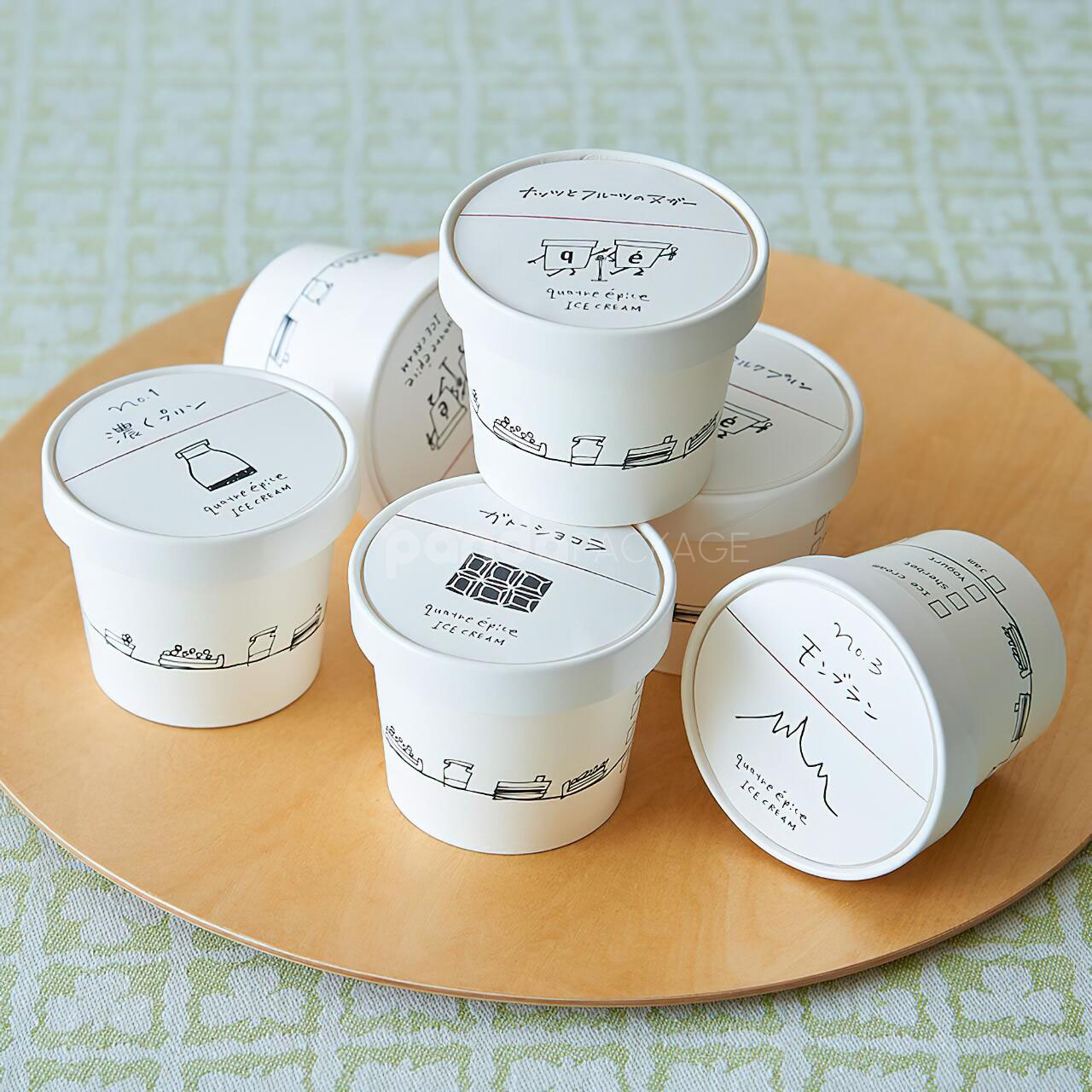 eco-friendly printed paper ice cream cups with lids for frozen desserts