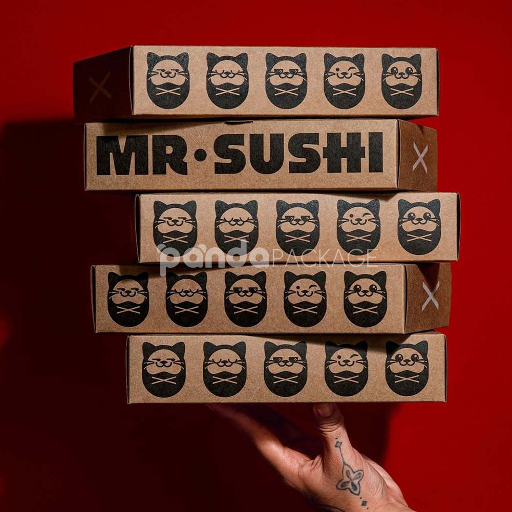 kraft paper sushi packaging box for takeaway japanese food